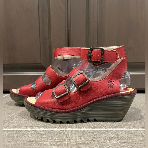Fly London Shoes - Fly London Yorn Wedge in Red, Size 37